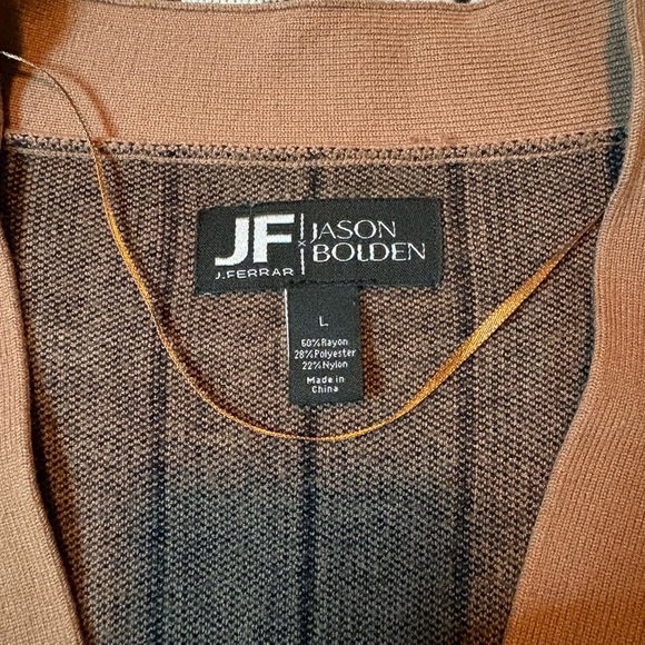 Brown Cardigan With Black Stripes Jason Bolden Mens Large - Picture 3 of 5